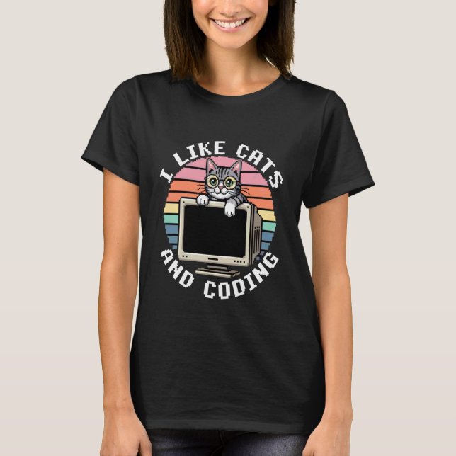 T-shirt J'aime les chats et la programmation Passion Tech  (Devant)