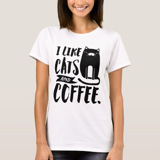 T-shirt J'aime les chats et le café (Devant)