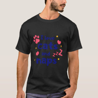 T-shirt J'Aime Les Chats Et Les Naps Drôle Humour Novelty