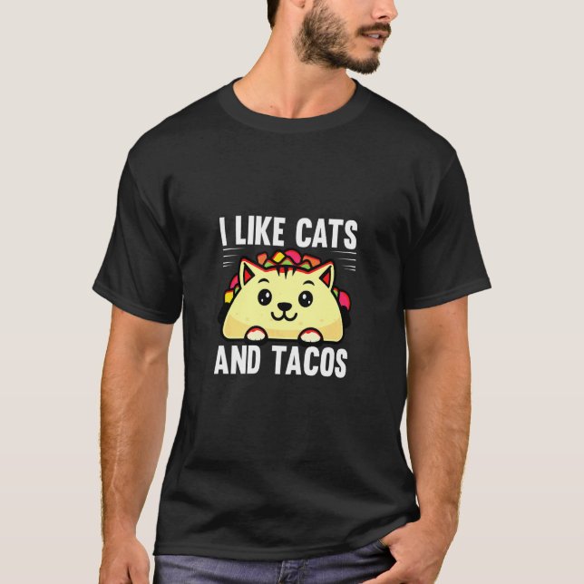 T-shirt J'Aime Les Chats Et Les Tacos  Chat (Devant)