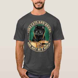 T-shirt J'Aime Les Chats Et Les Tambours Et Peut-Être 3 Pe