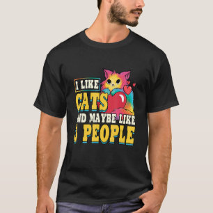 T-shirt J'Aime Les Chats Et Peut-Être 3 Personnes Aquarell