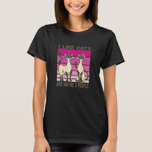 T-shirt J'Aime Les Chats Et Peut-Être 3 Personnes Chat Pou