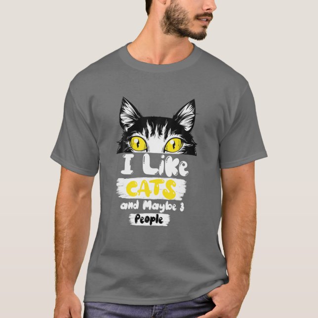 T-shirt J'Aime Les Chats Et Peut-Être 3 Personnes Chats Dr (Devant)