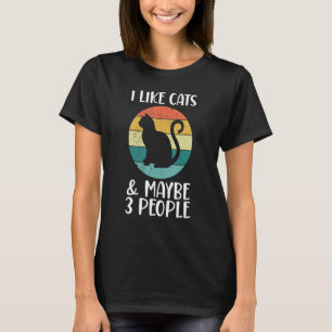 T-shirt J'Aime Les Chats Et Peut-Être 3 Personnes Retro Ca