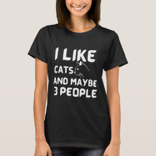 T-shirt J'Aime Les Chats Et Peut-Être 3Personnes Chat Chie