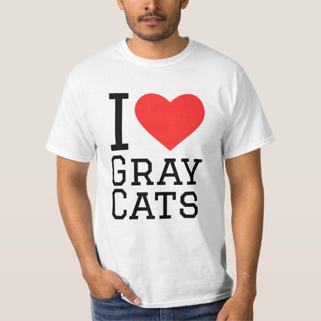 T-shirt J'aime les chats gris (Devant)