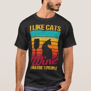 T-shirt J'aime les chats, le vin et peut-être 3 personnes 