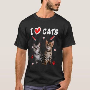 T-shirt J'aime les chats Mignon Chat Drôle Tee Chaton Amou