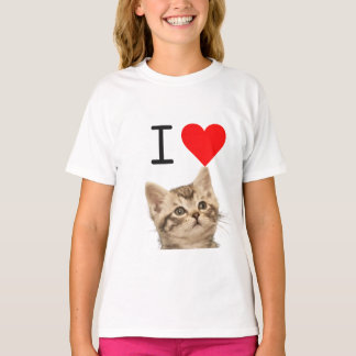 T-shirt J'aime les chats personnalisé photo de chat enfant