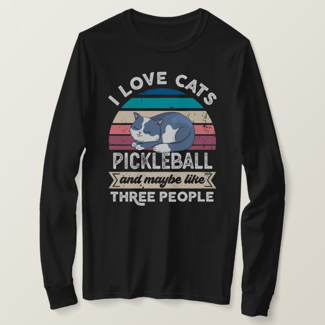 T-shirt J'aime les chats Pickleball et comme trois personn (Design devant)