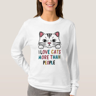 T-shirt J'Aime Les Chats Plus Que Les Gens Dessinant De Lo