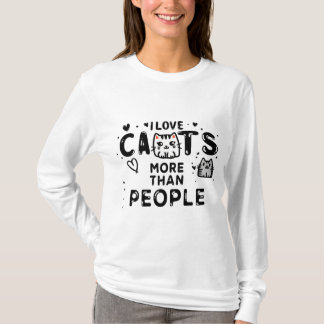 T-shirt J'Aime Les Chats Plus Que Les Gens Dessinant De Lo