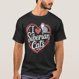 T-shirt J'aime les chats sibériens