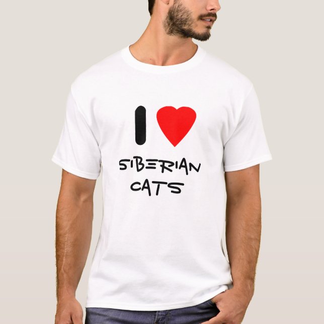 T-shirt J'aime les chats sibériens (Devant)