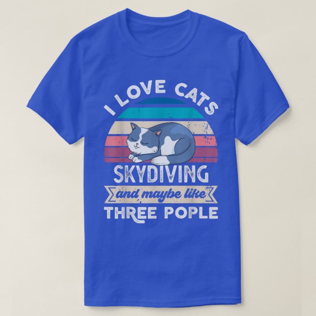 T-shirt J'aime les chats Skydiving et comme trois personne (Design devant)