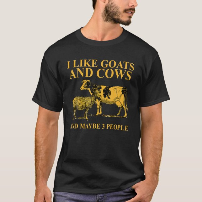 T-shirt J'Aime Les Chèvres Et Les Vaches Et Peut-Être 3 Pe (Devant)