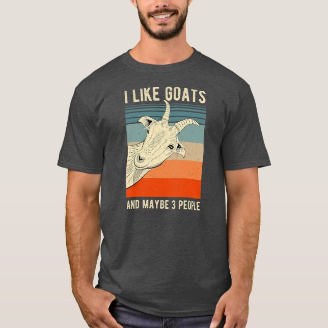 T-shirt J'aime les chèvres et peut-être 3 personnes drôle  (Devant)