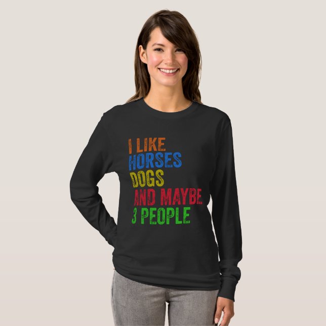 T-shirt J'Aime Les Chiens De Cheval Et Peut-Être 3 Personn (Devant entier)