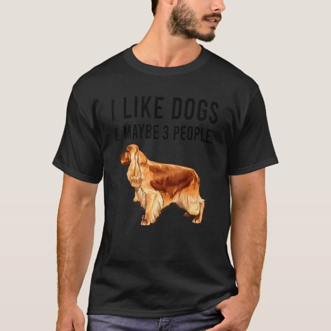 T-shirt J'aime les chiens de race Cocker Spaniel Anglais e (Devant)