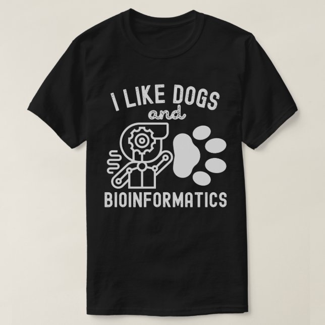 T-shirt J'aime les chiens et la bioinformatique (Design devant)