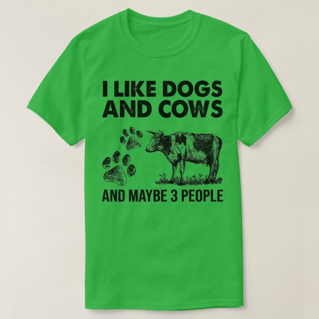 T-shirt J'Aime Les Chiens Et Les Vaches Peut-Être 3 Person (Design devant)
