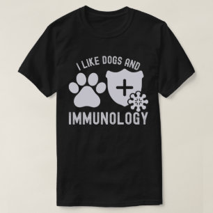 T-shirt J'aime les chiens et l'immunologie