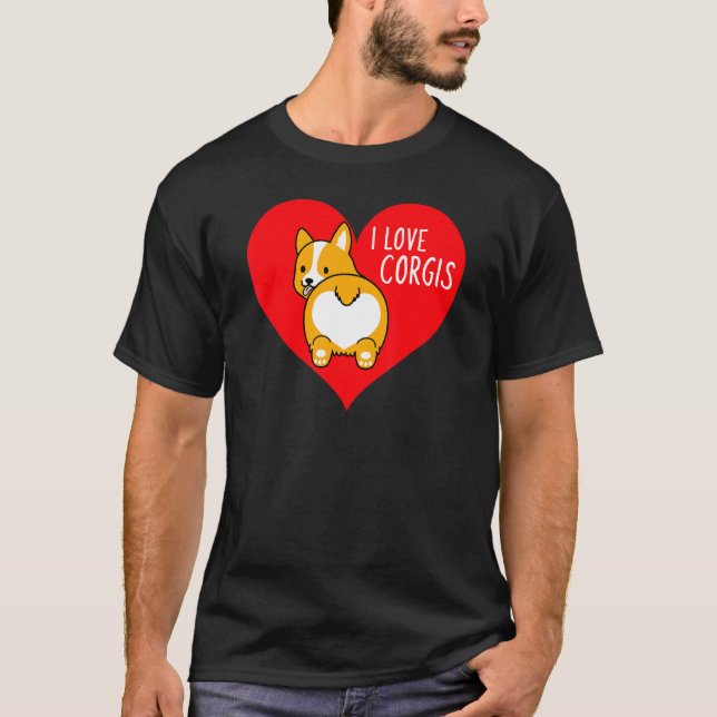 T-shirt J'aime les Corgis Chien Corgi Mignon (Devant)