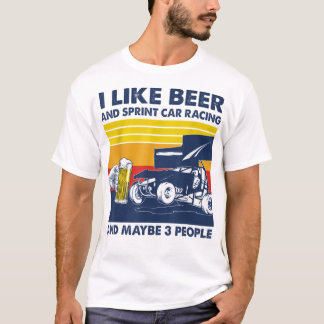T-shirt J'aime les courses de bière et de sprint et moi