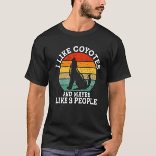 T-shirt J'Aime Les Coyotes Et Peut-Être 3 Personnes Rétro