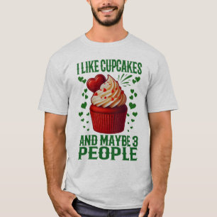 T-shirt j'aime les cupcakes et peut-être 3 personnes