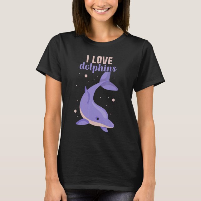 T-shirt J'aime les dauphins mignons filles dauphin (Devant)