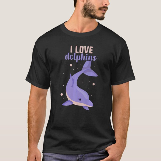 T-shirt J'aime les dauphins mignons filles dauphin (Devant)