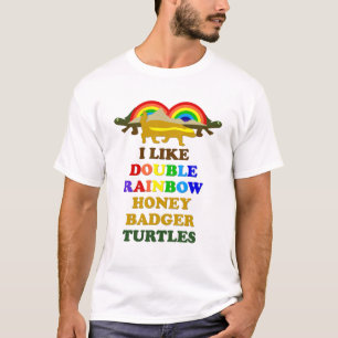 T-shirt J'Aime Les Deux Tortues Badger De Miel Arc-En-Ciel