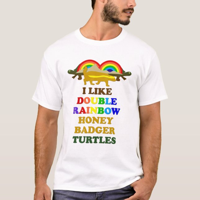 T-shirt J'Aime Les Deux Tortues Badger De Miel Arc-En-Ciel (Devant)