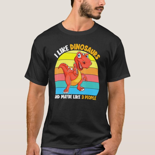 T-shirt J'Aime Les Dinosaures Et Peut-Être Aussi 3 Personn (Devant)