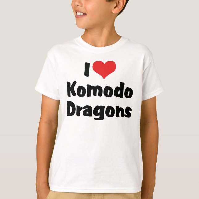 T-shirt J'aime les dragons de Komodo cœur (Devant)