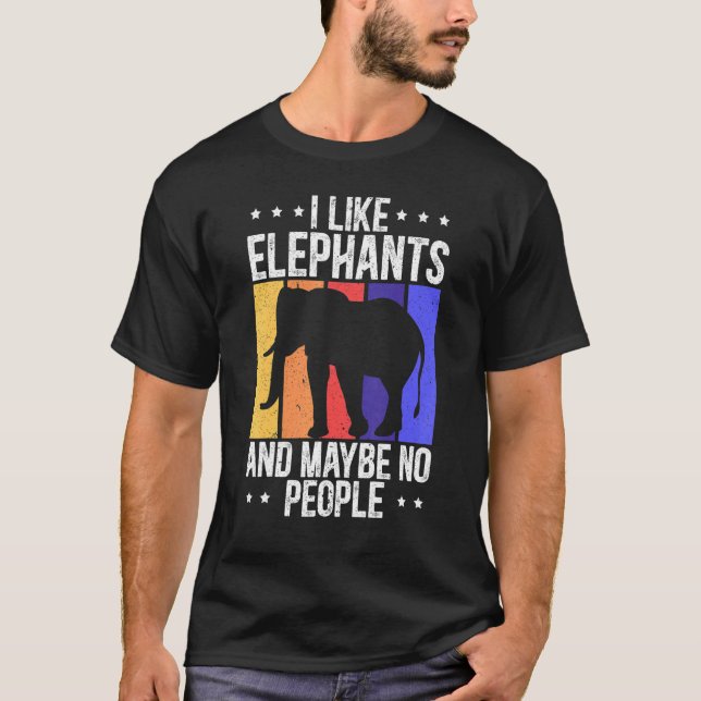 T-shirt J'Aime Les Éléphants Et Peut-Être Pas Les Gens Zoo (Devant)