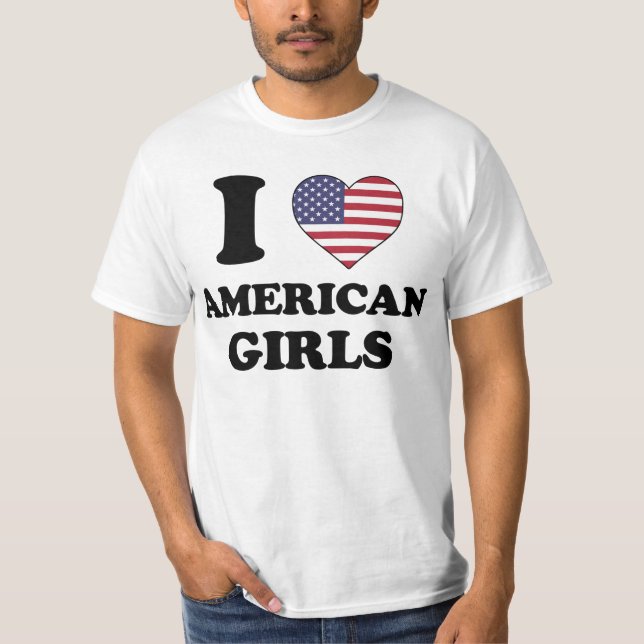 T-shirt J'aime les filles américaines (Devant)