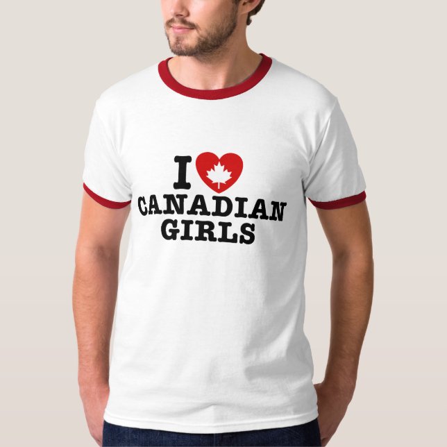 T-shirt J'aime les filles canadiennes (Devant)