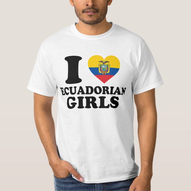 T-shirt J'aime les Filles Équatoriennes Drapeau Équateur D (Devant)