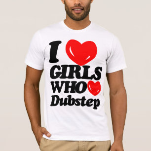 T-shirt J'aime les filles qui aiment Dubstep (noir/rouge)