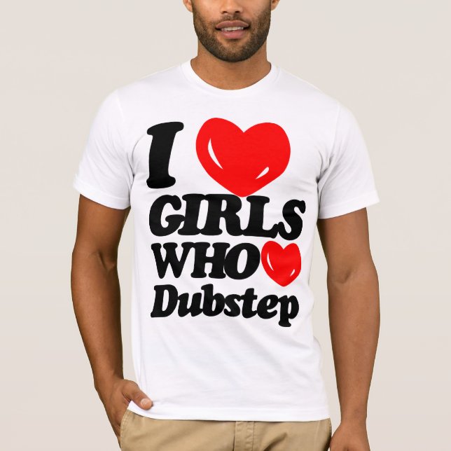 T-shirt J'aime les filles qui aiment Dubstep (noir/rouge) (Devant)
