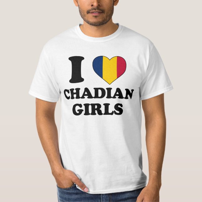 T-shirt J'aime les filles tchadiennes (Devant)