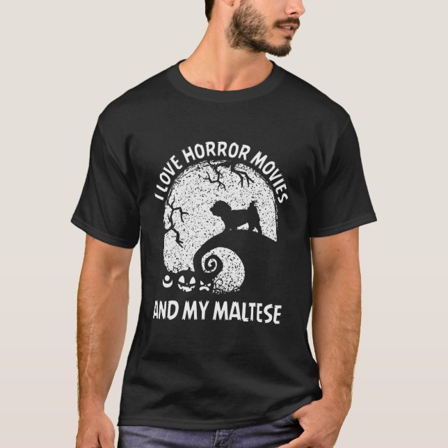 T-shirt J'Aime Les Films D'Horreur Et Mon Halloween Maltai (Devant)