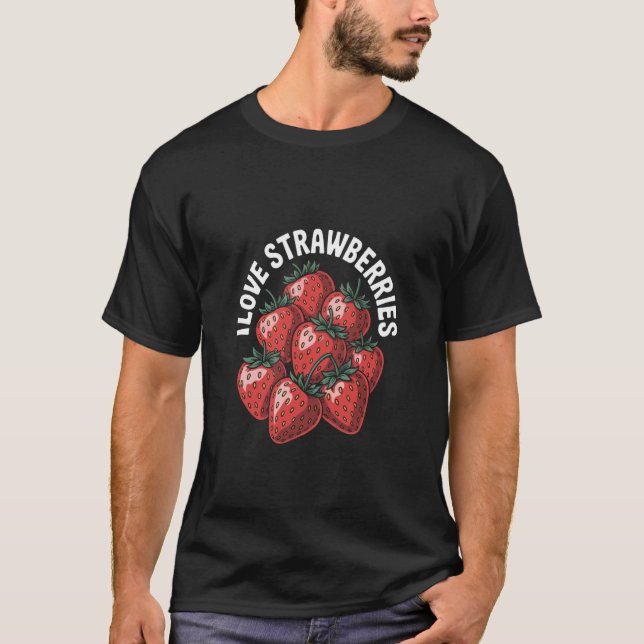 T-shirt J'aime les fraises Déclaration passionnée de baie (Devant)