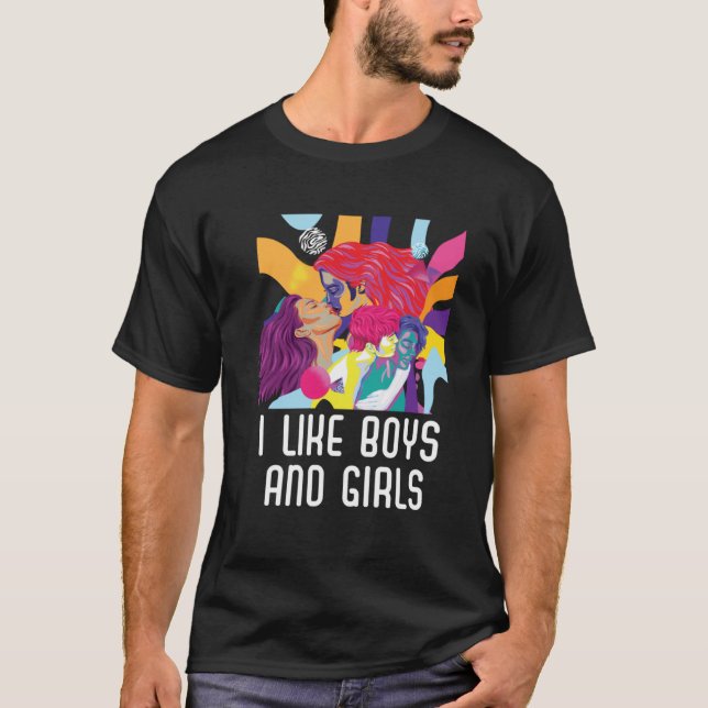 T-shirt J'Aime Les Garçons Et Les Filles Bisexuel Fierté B (Devant)