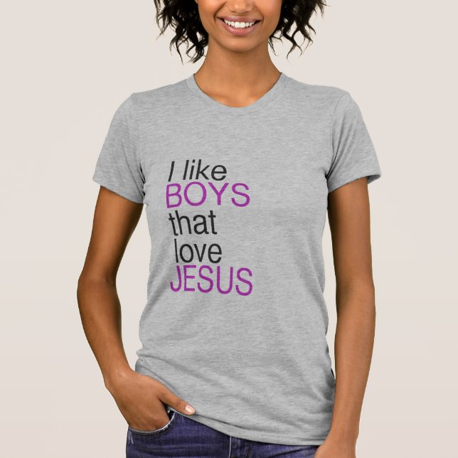 T-shirt J'aime les garçons qui aiment la chemise de Jésus (Devant)
