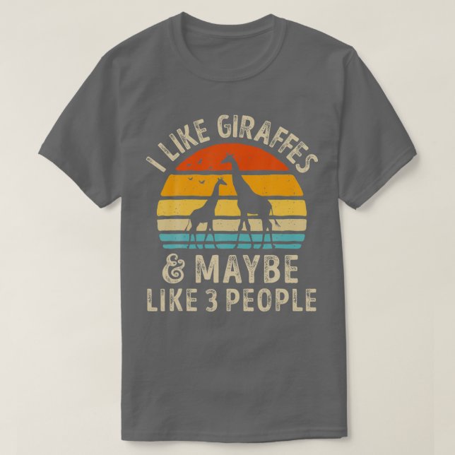 T-shirt J'aime les girafes et peut-être 3 personnes drôle  (Design devant)