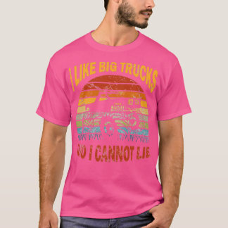 T-shirt J'aime les gros camions monstre l soleil rétro